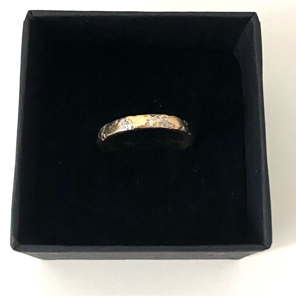Hammered 14K White/Yellow Gold Stackable Ring